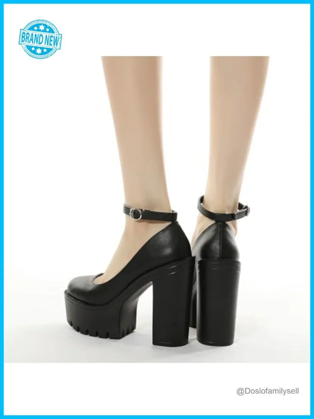 Womens Platform Mary Janes Chunky High Heels Gothic Shoes Round Toe Ankle Strap